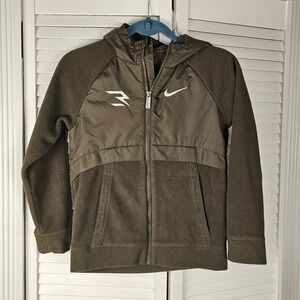 Nike 3Brand Russell Wilson Khaki Green Arctic Fleece Hoodie Jacket Medium 10 12